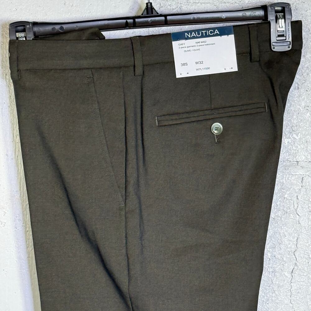 Nautica Men's Modern-Fit Stretch Fall Suit Olive Green  38S 32W $395 - Picture 10 of 16